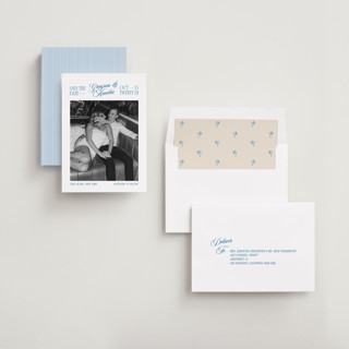 This is a lake save the date with standard by Robert and Stella called opening credits printing on signature in standard