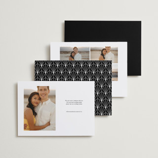 This is a pearl save the date with standard by Brooke Chandler called elegant fete printing on recycled smooth signature in standard