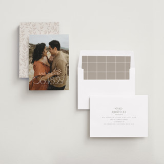 This is a opal save the date with standard by Robert and Stella called brookefield printing on recycled smooth signature in standard