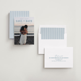 This is a ocean save the date with standard by Zani van Zyl called danielle printing on recycled smooth signature in standard