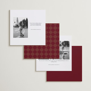 This is a burgundy save the date with standard by Ani Somi called center cut printing on recycled smooth signature in square