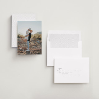 This is a quartz save the date with standard by Kristie Kern called whispered printing on recycled smooth signature in standard