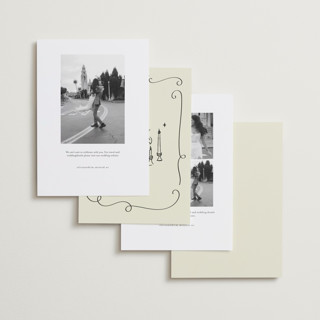 This is a champagne save the date with standard by Helena Vitto called vintage lovers printing on signature in standard
