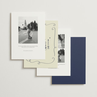 This is a midnight save the date with standard by Helena Vitto called vintage lovers printing on signature in standard