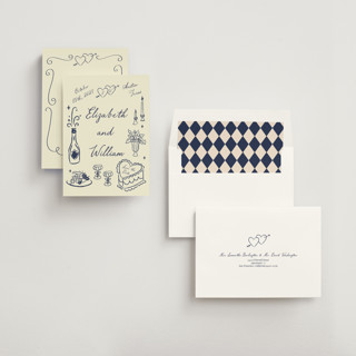 This is a midnight save the date with standard by Helena Vitto called vintage lovers printing on signature in standard