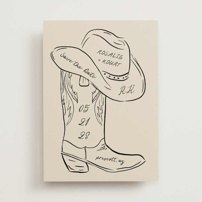 "Lariat" - Destination, Hand Drawn Save The Date Cards in Sand by Jelena Vuletic.
