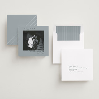 This is a alabaster save the date with standard by Brittney Jensen called polaroid printing on recycled smooth signature in square