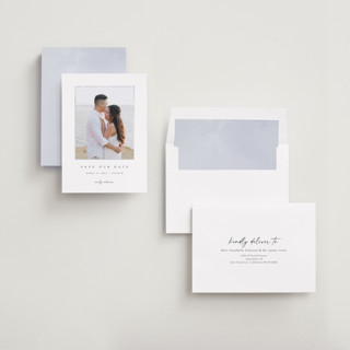 This is a shadow save the date with standard by Kasia Labocki called border printing on recycled smooth signature in standard