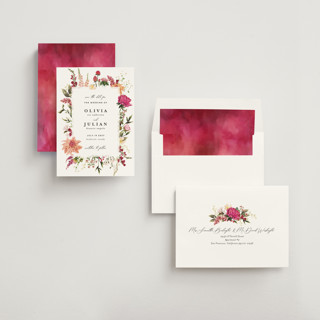 This is a magenta save the date with standard by Susan Moyal called lush printing on signature in standard
