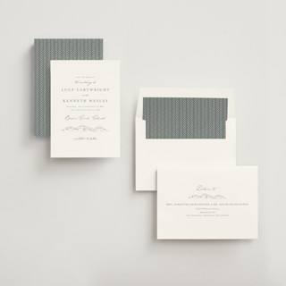 This is a pewter save the date with standard by Sarah Brown called mountainview printing on signature in standard