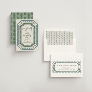 This is a meadow save the date with standard by Kelly Watkins called vase printing on signature in standard