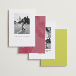 This is a flamingo save the date with standard by Morgan Kendall called maximalist poppies printing on recycled smooth signature in standard