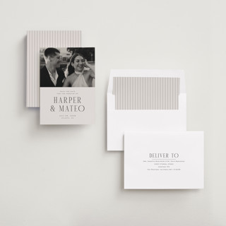 This is a sandstone save the date with standard by Nicole Walsh called close-up printing on recycled smooth signature in standard