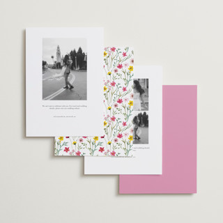 This is a peony save the date with standard by Yaling Hou Suzuki called wildflower wreath printing on recycled smooth signature in standard