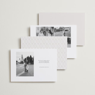 This is a sand save the date with standard by Nicole Walsh called elegant trio printing on recycled smooth signature in standard