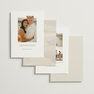 This is a linen save the date with standard by Kelly Schmidt called corner printing on signature in standard