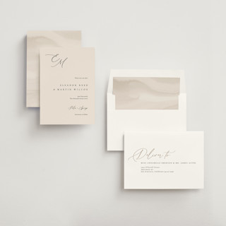 This is a linen save the date with standard by Kelly Schmidt called corner printing on signature in standard