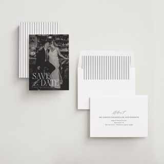 This is a silk save the date with standard by Kelly Schmidt called scripted initials printing on recycled smooth signature in standard