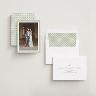 This is a garden save the date with standard by Kelly Schmidt called summer linen printing on recycled smooth signature in standard