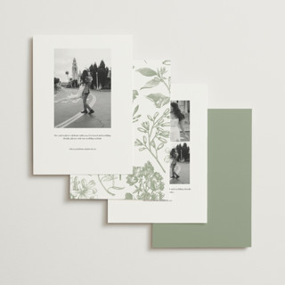 This is a moss save the date with standard by Kelly Schmidt called woods printing on recycled smooth signature in standard