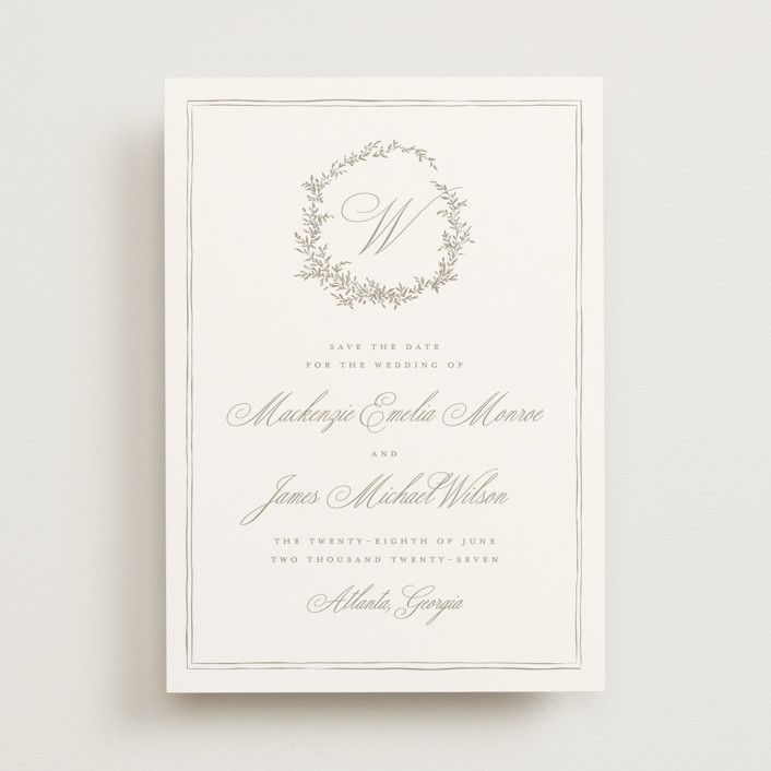"Romantic Wreath" - Rustic Save The Date Cards in Chantilly by Wildfield Paper Co.