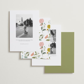 This is a swan save the date with standard by Lori Wemple called botanical cameo printing on recycled smooth signature in standard