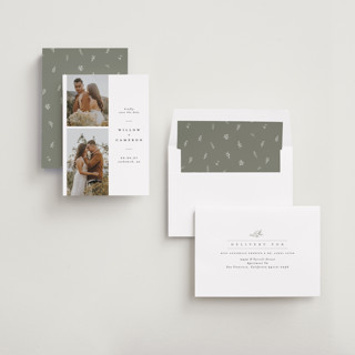 This is a snow save the date with standard by Joanna Griffin called classic printing on recycled smooth signature in standard