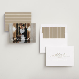 This is a chamomile save the date with standard by Wildfield Paper Co called daisy printing on recycled smooth signature in standard