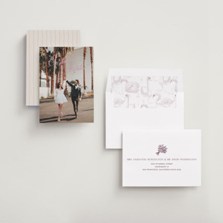 This is a lilac dreams save the date with standard by Design Lotus called lavender dreams printing on recycled smooth signature in standard