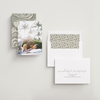 This is a olive you more save the date with standard by Design Lotus called true north printing on recycled smooth signature in standard