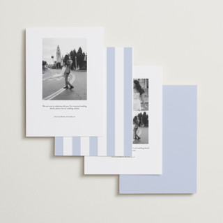 This is a bluebell save the date with standard by Jessica Williams called marenza printing on recycled smooth signature in standard