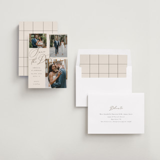This is a ecru save the date with standard by AK Graphics called whimsy printing on recycled smooth signature in standard