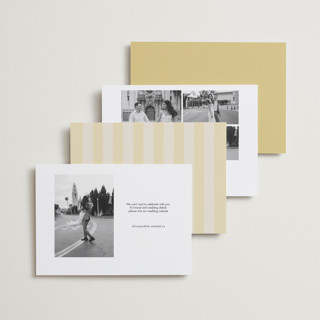 This is a lemon save the date with standard by Ellen Schlegelmilch called palmetto printing on recycled smooth signature in standard