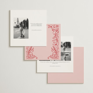 This is a brick save the date with standard by Julia Liverton called love in bloom printing on signature in standard