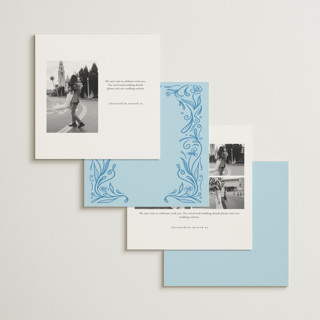 This is a ocean save the date with standard by Julia Liverton called love in bloom printing on signature in standard