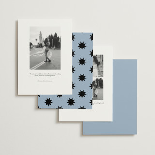 This is a sky save the date with standard by Blustery August called cheers printing on signature in standard