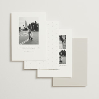 This is a obsidian save the date with standard by Jennifer Postorino called stacked type printing on signature in standard