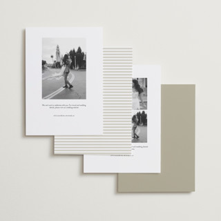 This is a powder save the date with standard by Emily Sabol Goss called snapped moments printing on recycled smooth signature in standard
