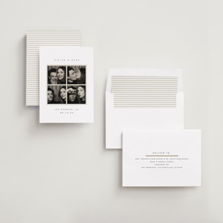 This is a powder save the date with standard by Emily Sabol Goss called snapped moments printing on recycled smooth signature in standard