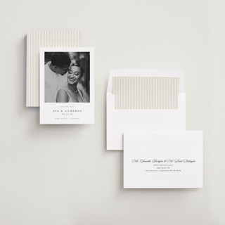 This is a onyx save the date with standard by Jennifer Postorino called simple elegance printing on recycled smooth signature in standard