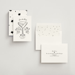 This is a leather save the date with standard by Helena Vitto called happiest hour printing on signature in standard