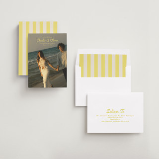 This is a lemon save the date with standard by Kristie Kern called aesthetic printing on recycled smooth signature in standard