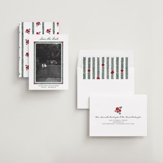 This is a rose save the date with standard by Studio Suku called garden rose printing on recycled smooth signature in standard