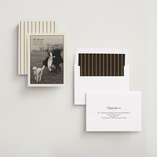 This is a chocolate save the date with standard by Ellen Schlegelmilch called kathryn printing on recycled smooth signature in standard