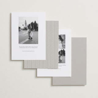 This is a cotton save the date with standard by Amy Kross called veneer printing on recycled smooth signature in standard