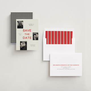 This is a poppy save the date with standard by Studio Suku called little snapshots printing on recycled smooth signature in standard