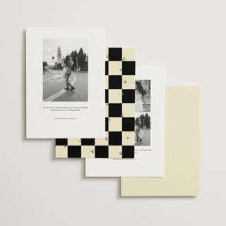 This is a vintage save the date with standard by Jennifer Lew called photobooth printing on signature in standard