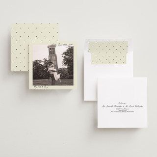 This is a noir save the date with standard by Helena Vitto called old romance printing on recycled smooth signature in standard