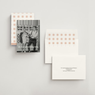This is a quartz save the date with standard by Angela Marzuki called holiday era printing on recycled smooth signature in standard