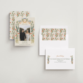 This is a garden save the date with standard by Elly called garden heirloom printing on recycled smooth signature in standard